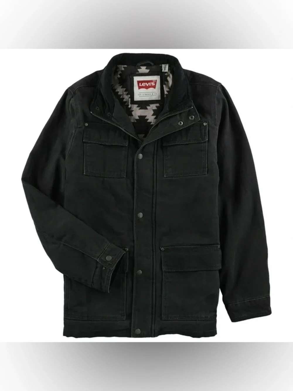 Vintage Levi's Men's Black Canvas Work Utility Field Jacket Size Medium